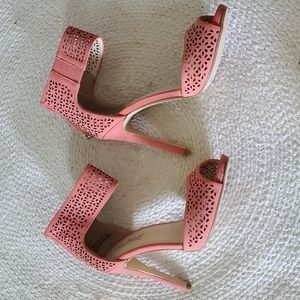 Coral high heeled sandals